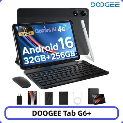 DOOGEE Tab G6+ Tablet 4G LTE 32GB/256GB Gemini Al 11'' scherm Dubbele speakers 8000mAh batterij Widevine L1 Android 15 Smart Pad Gray Tablet Only
