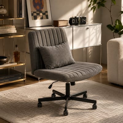 Bureaustoel - bureaustoelen voor volwassenen - Ergonomische bureaustoel - 360 graden draaibaar - bureaustoel wieltjes - Verstelbare rugleuning - Elastisch zitkussen - Grijs