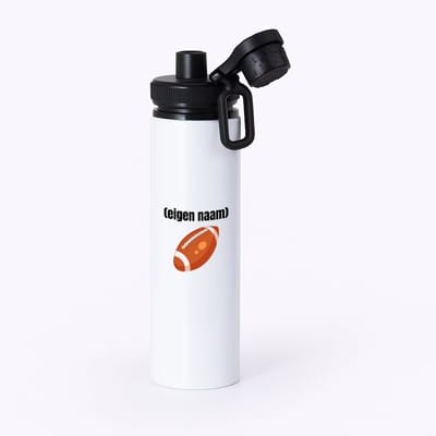 Hacebo® - rugbybal met eigen naam waterfles met draaidop zwart - Rugby - atleten - iemand die houdt van rugby - verjaardag - cadeau - kado - water fles - 850ML