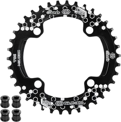 38T Kettingblad voor Fiets - Aluminium Zwart - MTB Onderdelen met 4 Schroeven - BCD 104 mm - Lichtgewicht en Duurzaam
