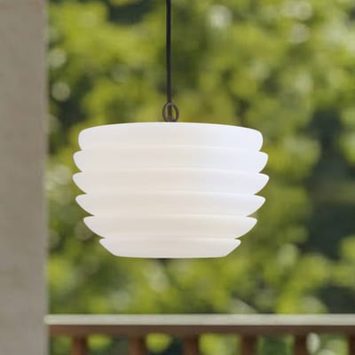 Lindby - Hanglampen buiten - 1licht - kunststof, metaal - H: 24 cm - E27 - wit, zwart