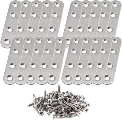 Roestvrijstalen Hoekbeugels voor Zware Toepassingen met Schroeven - 20 Stuks, 60 x 17 mm, Ideaal voor Meubelmontage en Klussen