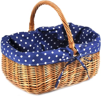 Stevige Rotan Winkeltas met Handvat - Handgemaakte Rietmand voor Picknick of Boodschappen