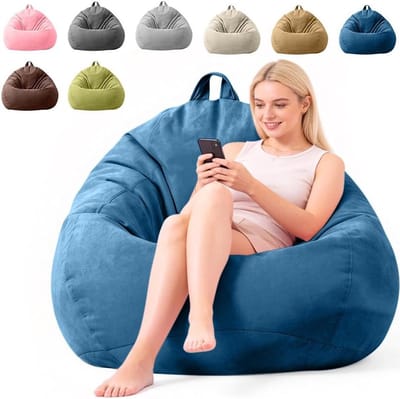 Zitzak Overtrek - Bean Bag Cover - Ontspannen Zitten - Druppelvorm Ontwerp - 100x120 cm - Donkerblauw