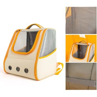 Sac à dos pour chat Transporteur Sac Transparent Color Block Orange Soda Nettoyage Facile Transporteur à la Mode pour Chat pour Cation en Extérieur orange