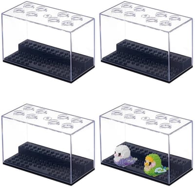Allecto - Minifiguren Display - Stapelbare Vitrine - Transparant - Kunststof Dozen voor Modelbouwstenen - Perfect voor Verzamelaars - Inclusief Zwa...