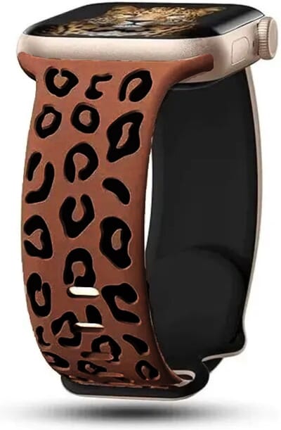 MY PROTECT - Siliconen Panter Bandje - Geschikt Voor Apple Watch Bandje - Series 1/2/3/4/5/6/7/8/9/10/SE/Ultra - 44mm - 45mm - 46mm - 49mm - Sportbandje - Bruin