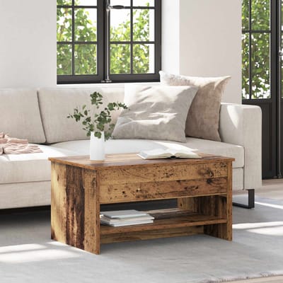 vidaXL - Salontafel - Oud - Hout - 80 - x - 50,5 - x - 41,5 - cm - Bewerkt - hout