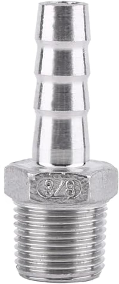 Roestvrijstalen slangpilaarfitting - Buitendraadadapter 3/8 inch x 10 mm - Barb Tail Connector voor luchtslang, water- en brandstofleidingen