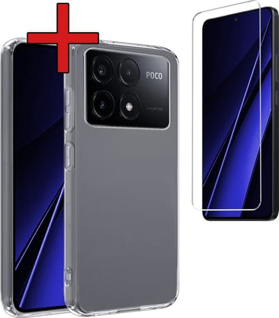 Hoesje - Met Screenprotector - Geschikt voor Xiaomi Poco X6 Pro 5G - Sterk & Shockproof - Telefoon Hoes - Back Cover - Siliconen Case - Telefoonhoes - Transparant