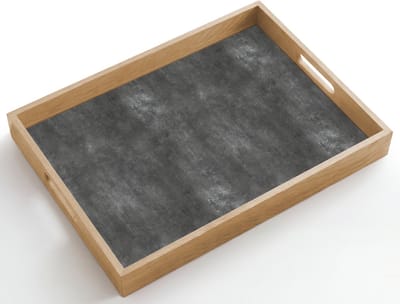 Dienblad hout 50x35 cm - Schootdienblad - Donkergrijs - Ruw - Beton - Borrelplank rechthoek - Plateau dienbladen
