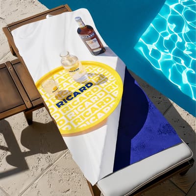 R-ricard-D LOGO Handdoek Strand Sneldrogend Zacht Zwembad Handdoeken Cadeau voor Reizen Sportschool Douche Kamperen sport W60*H130(CM)