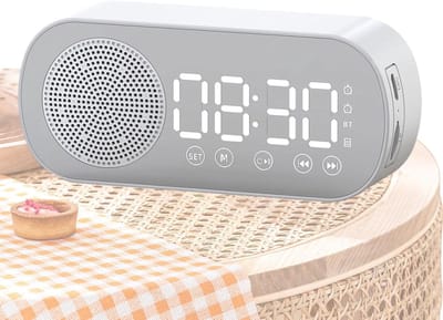 Digitale Wekkerradio - met Bluetooth Speaker - HD Spiegelbeeld - Dubbel Alarm - Draadloze Luidspreker - TF Kaart - FM Radio - Bureau Klok - Slaapkamer Decoratie - Gadget - Muziekspeler - Cadeau Tip