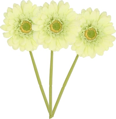 DK Design Kunstbloem Gerbera - 3x - 72cm - lichtgroen - Real Touch - kunst zijdebloemen