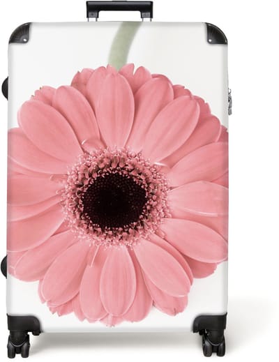 NoBoringSuitcases.com® - Koffer groot - Reiskoffer lichtgewicht - Bloem - Roze - Natuur - Plant - Rolkoffer met 4 wielen - Grote trolley XL - 98 liter bagage