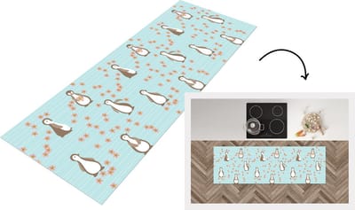 Keukenloper - Loper keuken - Bloemen - Design - Pinguïn - 150x50 cm - Keukenloper vinyl