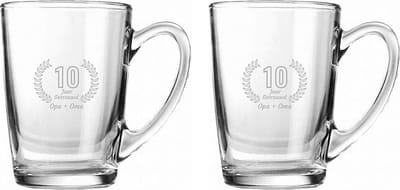 Gegraveerde set Theeglazen 32cl Opa + Oma 10 jaar getrouwd