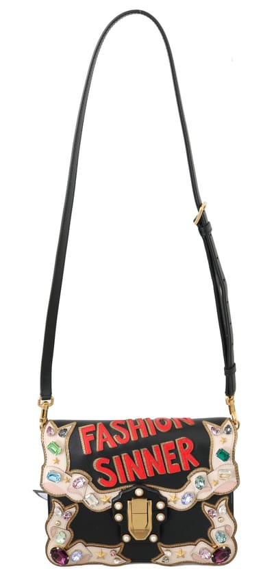 Dolce & Gabbana Vrouwen zwart leer Crystal Fashion Sinner Borse LUCIA tasje