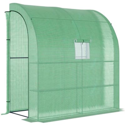 Polytunnelkas 200 x 100 x 215 cm met 2 deuren, UV-bescherming, staal & PE voor plantenteelt, groen