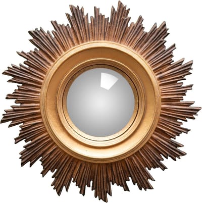 Kleine Zonnespiegel - Wandspiegel Decoratie - Kamer Opfleuren - Gouden Ex Voto Ontwerp - 18x18 Centimeter - Goud