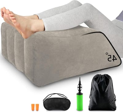Verhoogkussen voor benen, opblaasbaar kussen voor ondersteuning van de bloedsomloop en verlichting van beenpijn, ideaal voor bed en slaap, grijs