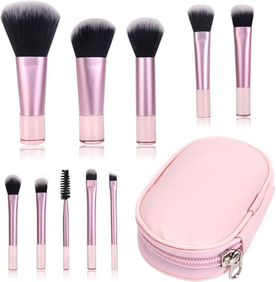 Dailygoods- Make-upkwasten Set - 10 Stuks - Mini-Make-upkwasten - Draagbare Make-upset - Opbergtas - Roze - Afmetingen 18 x 13,5 x 2 cm