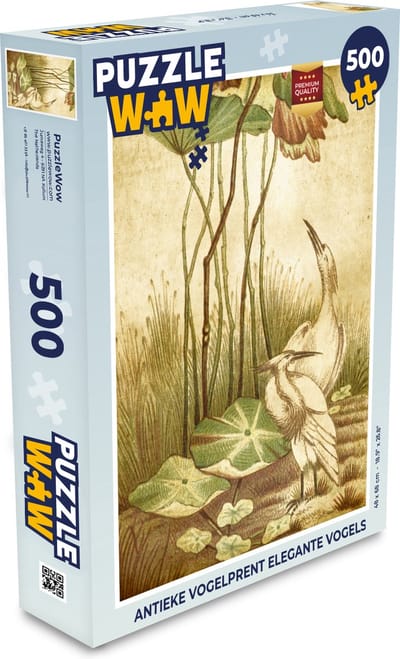 Puzzel Antieke vogelprent elegante vogels - Legpuzzel - Puzzel 500 stukjes