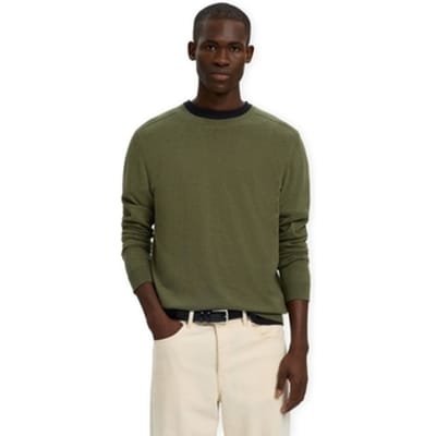 Trui Selected Noos Berg Crew Neck Knit - Kalamata/Melange