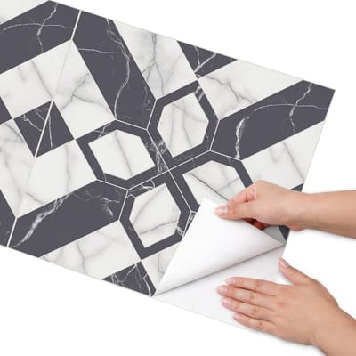 Coloray Meubel Wrap Folie - Zwart-wit Meubelfolie - 50x100 cm - Decoratiefolie Geometrische elegantie - Meubel Wrap Folie - Modern Meubelfolie - Plakfolie Meubels - Keuken decoratie - Geometrie