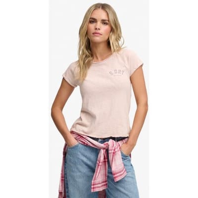 Superdry Athletic Essentials Slub Graphic T-shirt Pink Grootte: 40