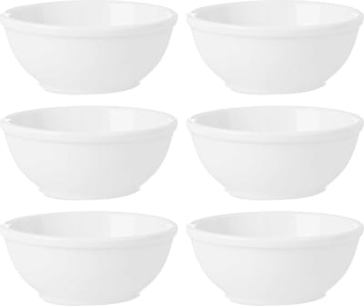 Vivalto Kommetjes/serveer schaaltjes/soepkommen - 6x - Hendai - porselein - D13 x H5 cm - ivoor wit - Stapelbaar