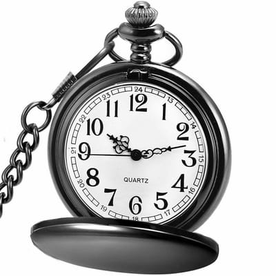 Fako - Zakhorloge - Pocket Watch - XXL - Classic - 47mm - Zwart