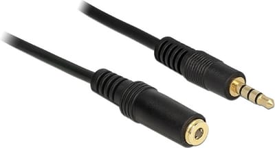 3,5mm Jack 4-polig audio/video verlengkabel AWG24 / zwart - 0,50 meter