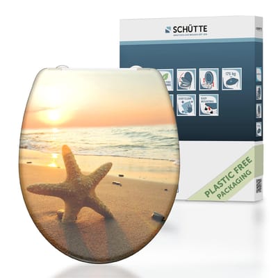 SCHÜTTE WC-Bril 82373 SEA STAR - Duroplast - Soft Close - Afklikbaar - RVS-Scharnieren - Belastbaar tot 175 kg - Decor - 3-zijdige Print