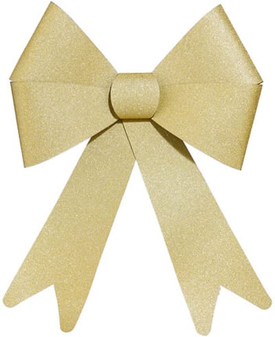 Feeric Christmas Kerst strik - goud - glitter - 30 cm - pvc - decoratiestrik - kerststrik - kerstversiering