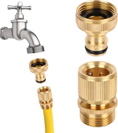 1/2 inch naar 3/4 inch adapter voor tuinslangen, buitendraad, slangkoppeling messing (2 stuks)