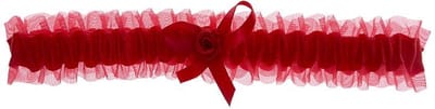 Kousenband grote maat - rood met strikje
