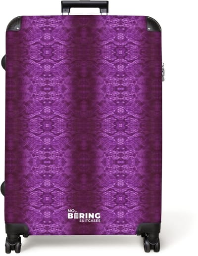 NoBoringSuitcases.com® - Koffer groot - Reiskoffer lichtgewicht - Dieppaars slangenhuid met symmetrische schubstructuur - Rolkoffer met 4 wielen - Grote trolley XL - 98 liter bagage