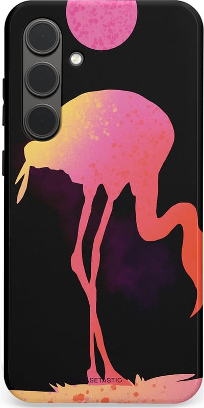 Casetastic Hoesje Geschikt voor Samsung S24 Plus - Stijlvolle Beschermende Duo-layer Case - Silhouet Flamingo