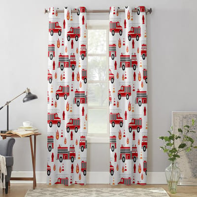 Cartoon Brandweerwagen Raamgordijnen voor Woonkamer Slaapkamer Gordijn Modern Keuken Jaloezieën Drapes Gordijnen 135W x 60H(cm) x1 gray