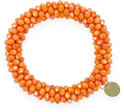Lajetti Armband Dames Haarelastiek Oranje - Glaskralen Beaded Bracelet - Handgemaakt