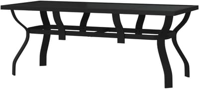 Tuintafel - Eettafel Buiten - Buiten Eten - Gehard Glasblad - 180 x 80 cm - Zwart