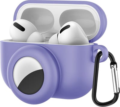 Siliconen beschermhoesje - geschikt voor airpods pro en airtag - 2 in 1 - paars