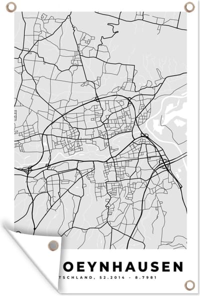Muurdecoratie Duitsland - Bad Oeynhausen- Kaart - Stadskaart - Plattegrond - 120x180 cm - Tuinposter - Tuindoek