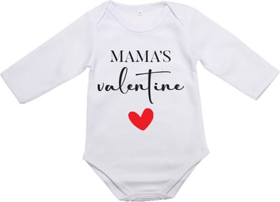 Baby Rompertje Mama Valentijn  - Lange Mouw - Maat S 50/56 0-3 maanden - Cadeautje voor Hem - Cadeautje voor Haar - Valentijnsdag