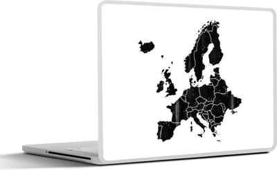Laptop sticker - 11.6 inch - Europakaart met donkere waterverf en lichtere vlekken - zwart wit - 30x21cm - Laptopstickers - Laptop skin - Cover