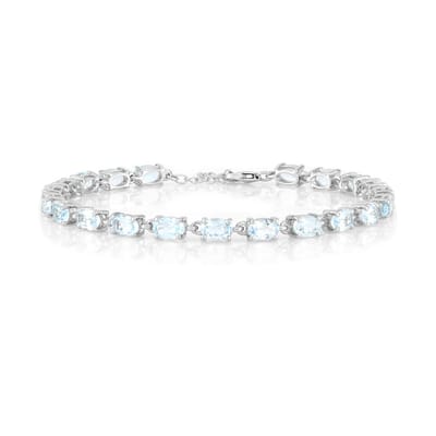 Cavill - Zilveren armband met 21 hemelsblauwe topaas (10,78 ct) - 925 Sterling Zilver platina gecoat - Elegante ovale edelstenen - Stijlvol sieraad