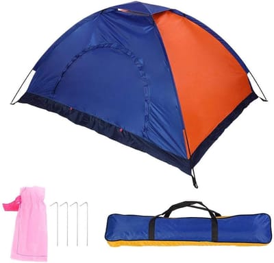 Duurzame en Waterdichte Tent voor Buitenactiviteiten - Dubbele Laag, Geschikt voor Kamperen, Wandelen en Backpacken (Blauw en Oranje)