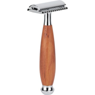 Heren Klassiek Veiligheidsscheermes met Dubbel Mes Handmatig Houten Handvat Scheermes white