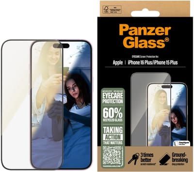 PanzerGlass EyeCare Screen Protector iPhone 16 Plus | Ultra-Wide Fit